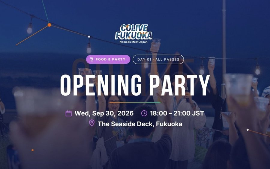 Colive Fukuoka Opening Party, Sep 30 at The Seaside Deck, Fukuoka